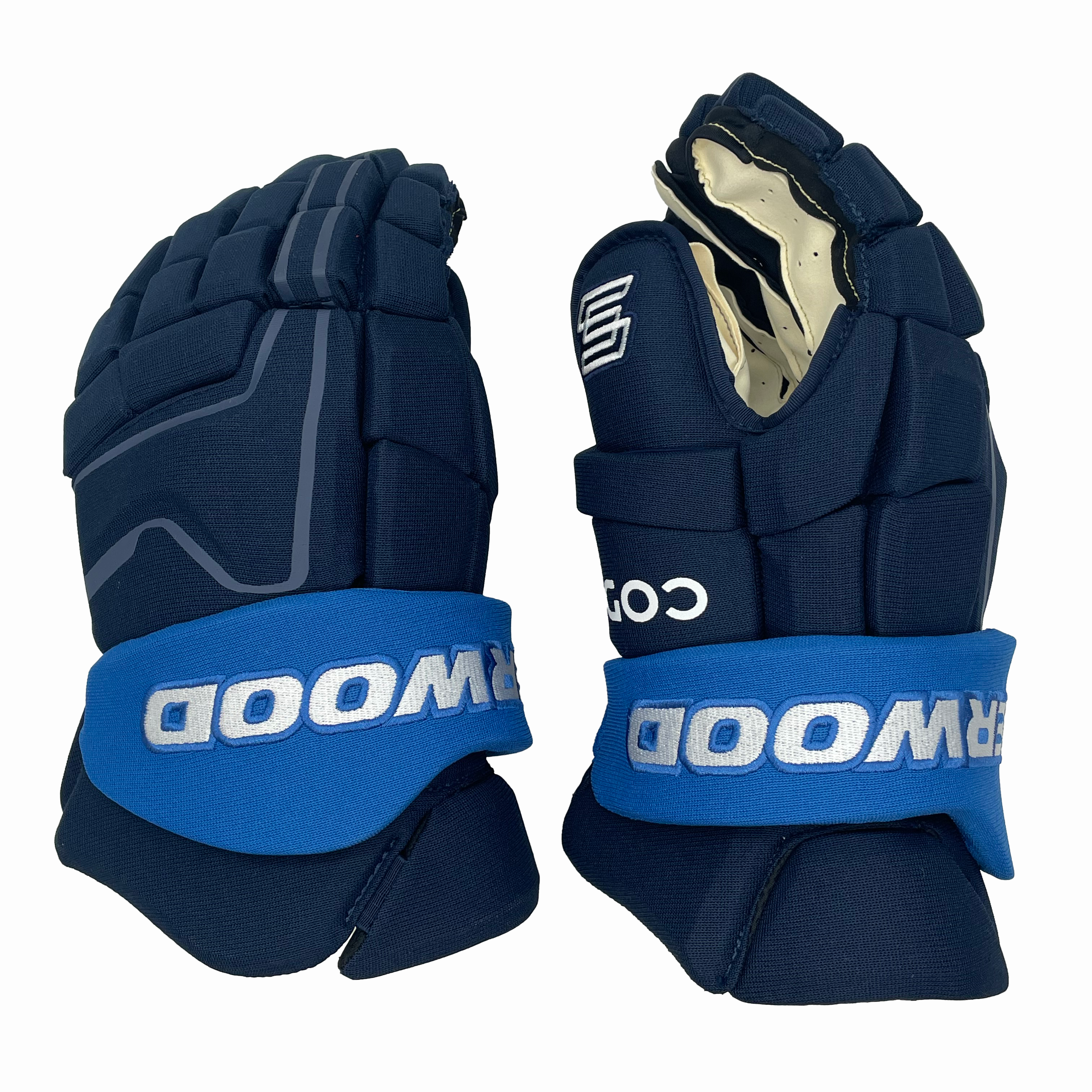Sherwood Code Encrypt Pro – Gant professionnel NHL – Équipe Finlande 4 Nations LE (bleu marine/bleu/blanc)